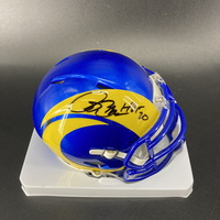 HOF - Rams Isaac Bruce Signed Mini Helmet with HOF 20 Inscription
