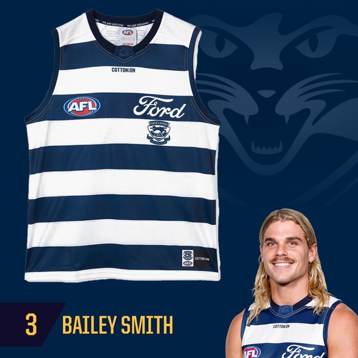 Photo of Bailey Smith #3 Geelong Cats 2025 Grand Final Match-Worn Guernsey