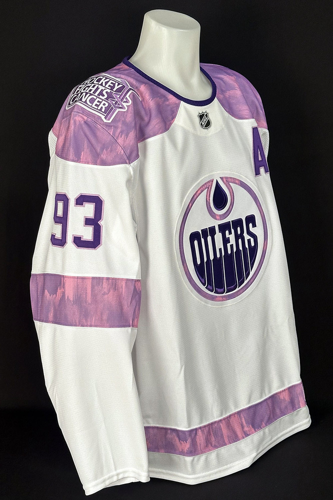 Ryan Nugent-Hopkins #93 - Autographed 2025-26 Edmonton Oilers Hockey Fights Cancer Night Ltd Edition Jersey (Autographed Only / Not Worn On Ice)