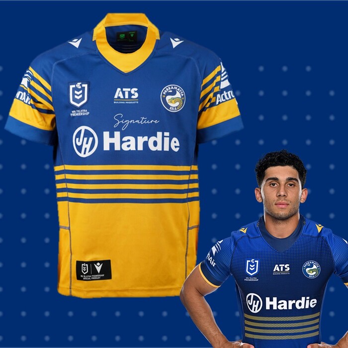Photo of Bailey Simonsson #21 2025 Parramatta Eels Signed Heritage Jersey