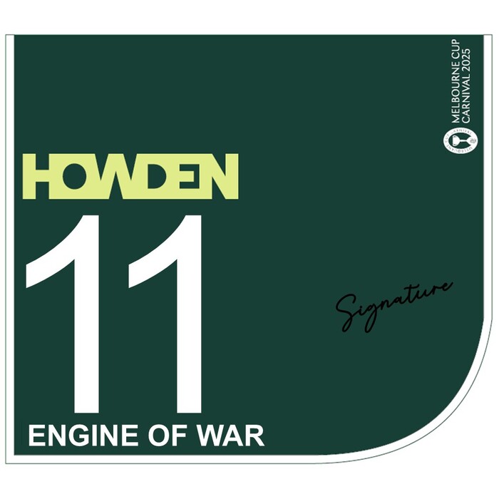 Photo of #11 Engine of War - Tommy Berry Signed Howden Victoria Derby Saddlecloth