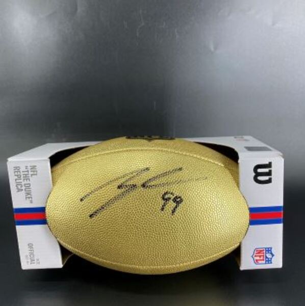 NFL - Broncos Zach Allen Signed Gold Composite Football