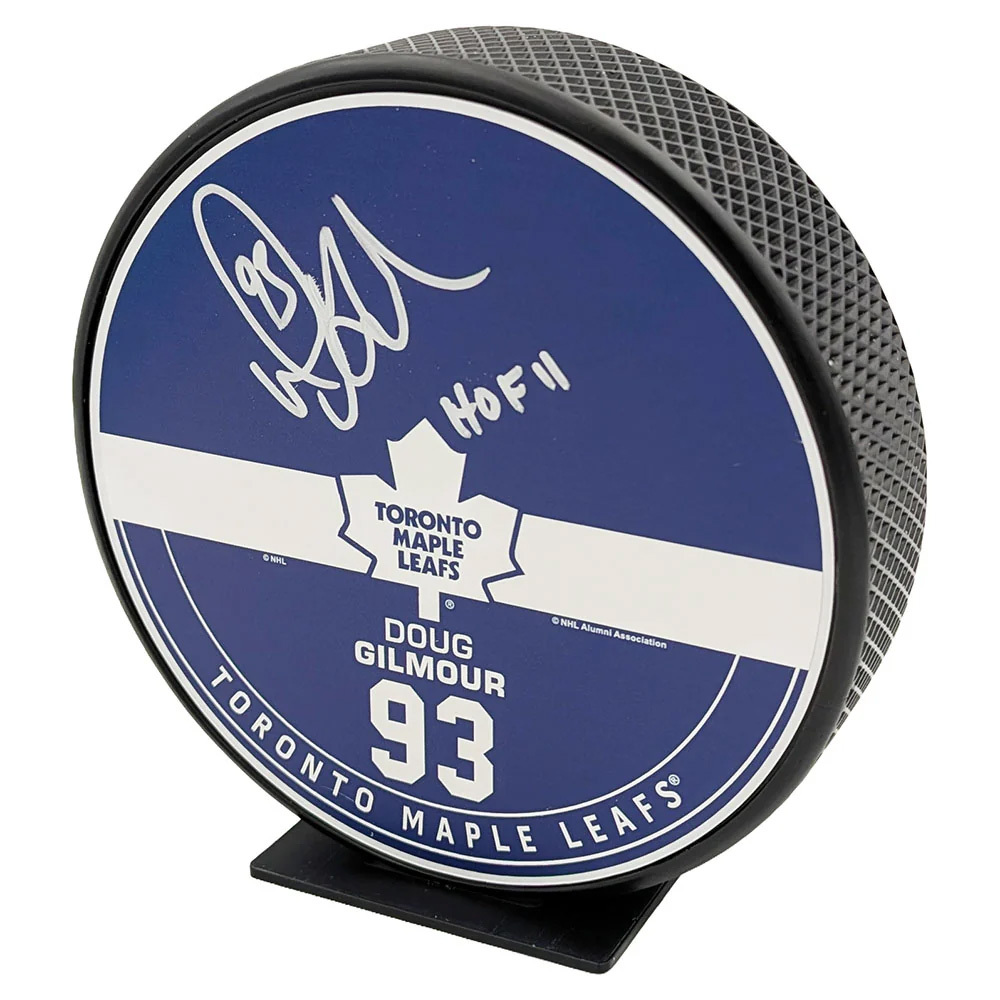 Doug Gilmour Autographed Toronto Maple Leafs 8-Inch Mega Puck w/HOF 11 Inscription