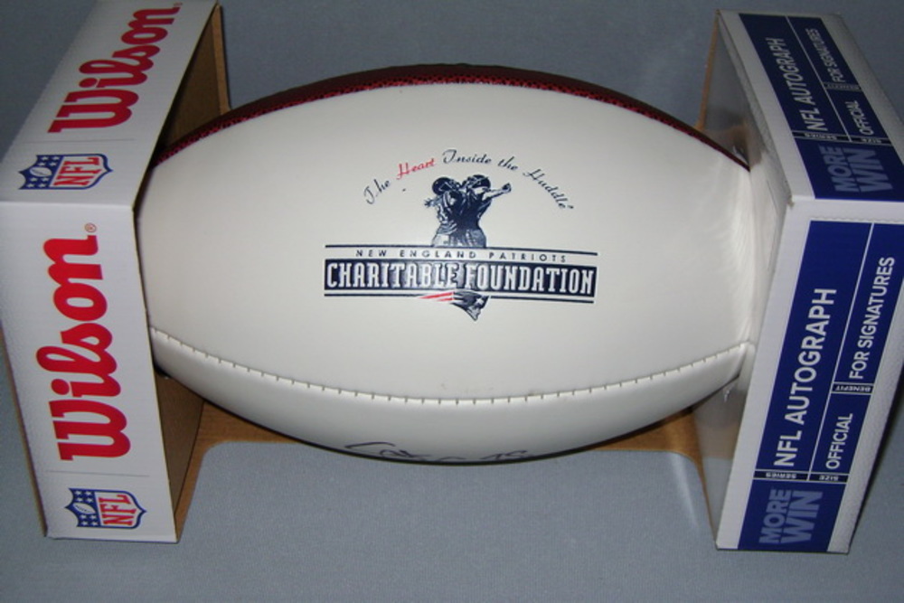 PATRIOTS SCOTT CHANDLER SIGNED PANEL BALL W/ PATRIOTS CHARITABLE