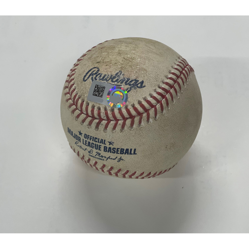 Game Used Baseball - Tigers at Indians - 8/22/2020 - Francisco Lindor Double (6) off pitcher Matt Boyd Bottom of 1st.