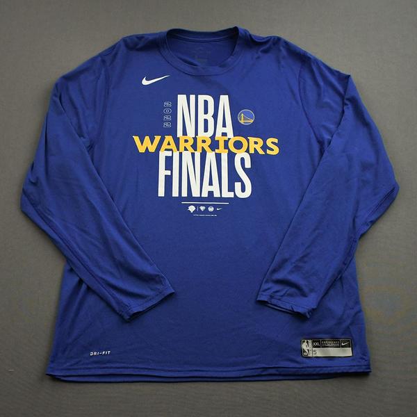 Kevon Looney - Golden State Warriors - Game-Issued Long-Sleeved Shooting Shirt -2022 NBA Finals 