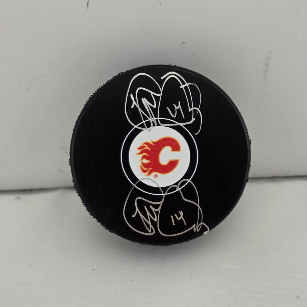Theo Fleury Autographed Calgary Flames Hockey Puck