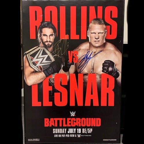 Brock Lesnar and Seth Rollins SIGNED Battleground PPV Poster