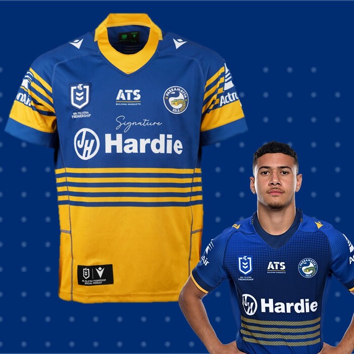 Photo of Isaiah Iongi #1 2025 Parramatta Eels Signed Heritage Jersey