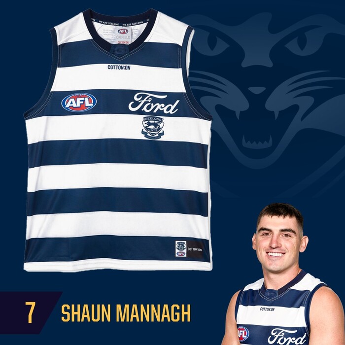Photo of Shaun Mannagh #7 Geelong Cats 2025 Grand Final Match-Worn Guernsey