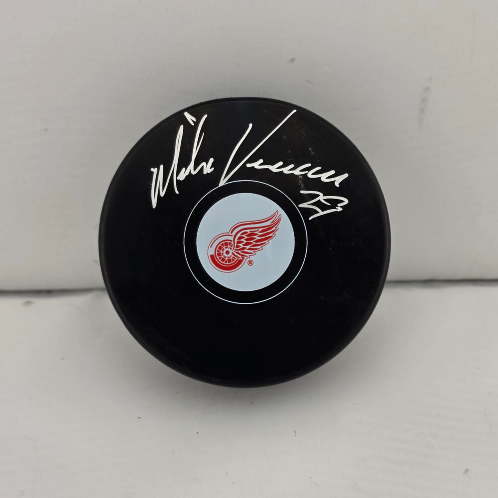 Mike Vernon Autographed Detroit Red Wings Hockey Puck