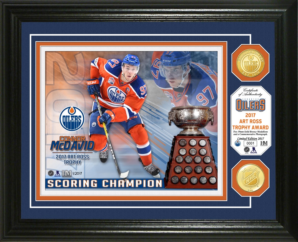 Serial #1! Connor McDavid 2017 Art Ross Trophy Bronze Coin Photo Mint