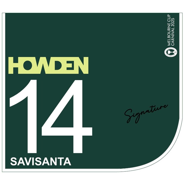 Photo of #14 Savisanta - Ben Melham Signed Howden Victoria Derby Saddlecloth