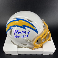 HOF - Chargers Ron Mix Signed Mini Helmet with HOF 79 Inscription