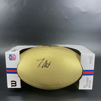 NFL - Jaguars Travis Hunter Signed Gold Composite Football