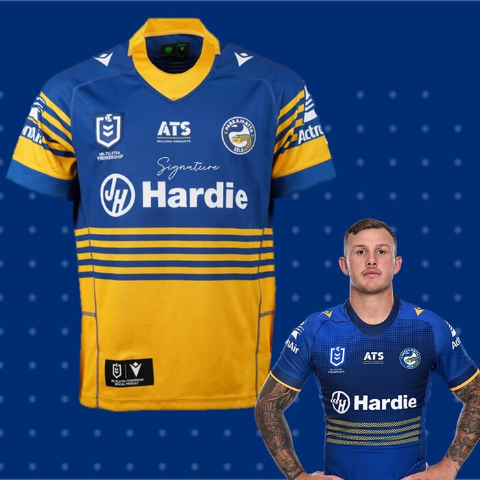 Photo of J'Maine Hopgood #13 2025 Parramatta Eels Signed Heritage Jersey