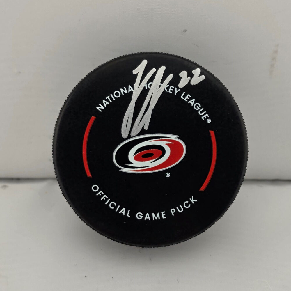 Logan Stankoven Autographed Carolina Hurricanes Official Hockey Puck
