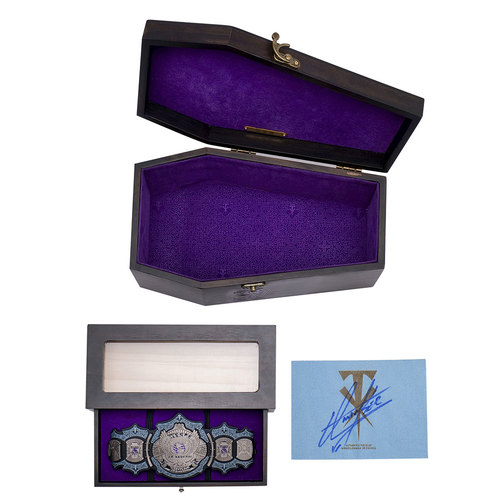 Undertaker 30th Collectible Wooden Box and Mini Title (Matte Finish Metal) with SIGNED WM29 canvas (Random Number)