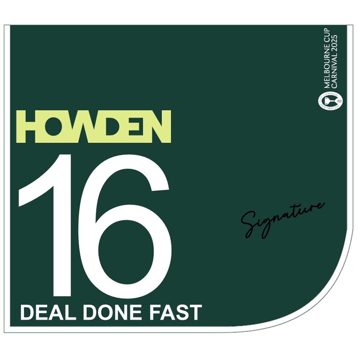 Photo of #16 Deal Done Fast - Daniel Stackhouse Signed Howden Victoria Derby Saddlecloth