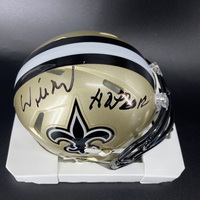 HOF - Saints Willie Roaf Signed Replica Slate Speed Helmet with HOF 12 I...