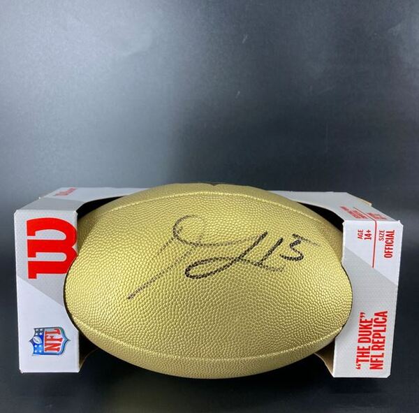 NFL - Vikings Dallas Turner Signed Gold Composite Football