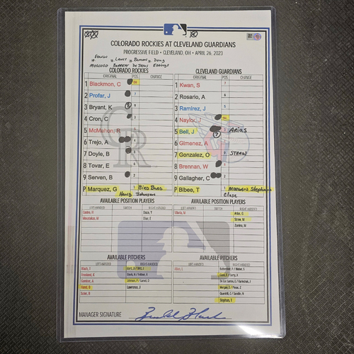 Game Used Lineup Card - 8/31/22 Baltimore Orioles