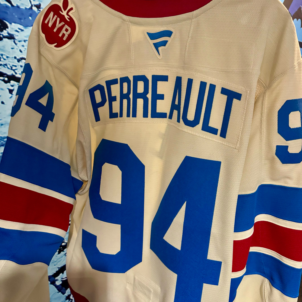 Gabe Perreault New York Rangers #94 2026 NHL Winter Classic Game-Used White Jersey - Worn During the 1st Period on January 2, 2026 - Size 54
