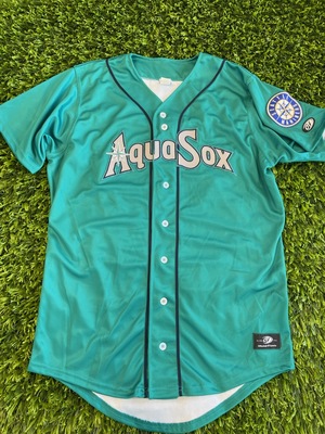 Game Worn Everett AquaSox Mariners Weekend Jersey 28 Jordan Jackson Size 48