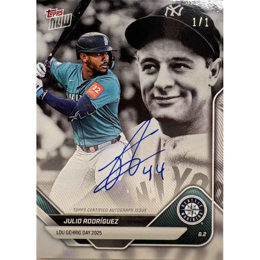 Julio Rodriguez Signed 1/1 Lou Gehrig Day Topps Now | MLB Charities