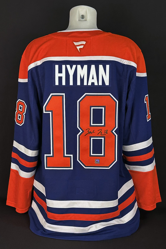 Zach Hyman #18 - Autographed Edmonton Oilers Royal Blue Fanatics Premium Replica Jersey