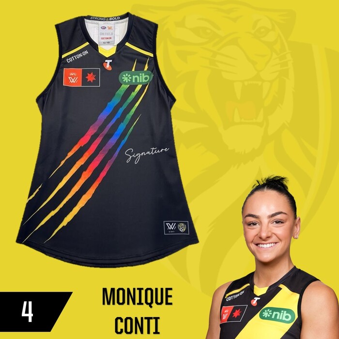 Photo of Monique Conti #4 Richmond 2025 AFLW Pride Match-Worn Guernsey