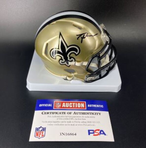 NFL - Saints Tyler Shough Signed Mini Helmet
