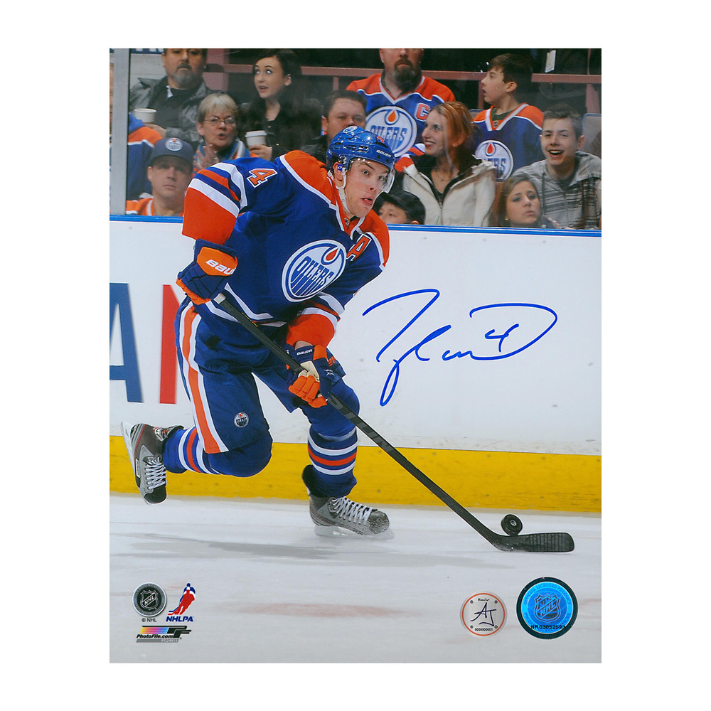 Taylor Hall Edmonton Oilers Signed Leading The Rush 8x10 Photo