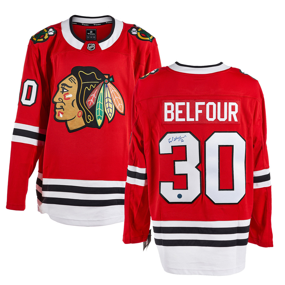 Ed Belfour Autographed Chicago Blackhawks Fanatics Breakaway Jersey
