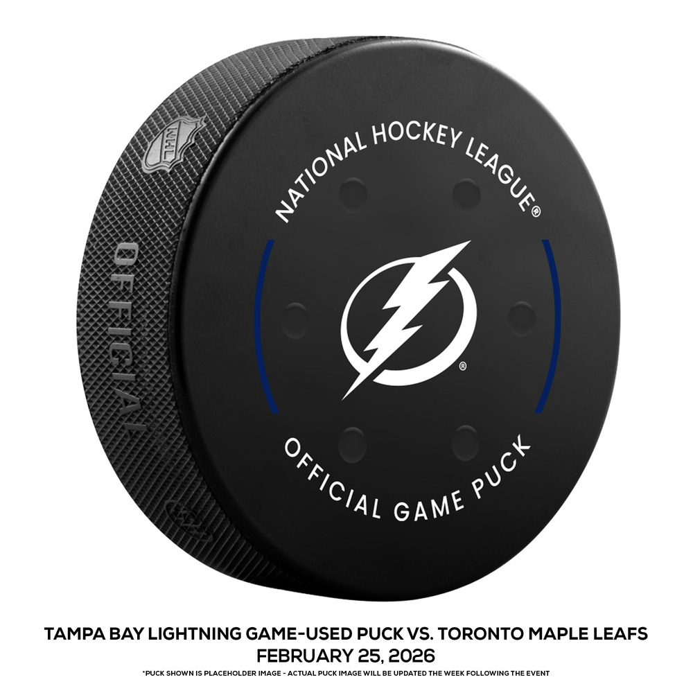 Tampa Bay Lightning Game-Used Puck vs. Toronto Maple Leafs on February 25, 2026 - Nikita Kucherov (TBL) 700th Assist During Game