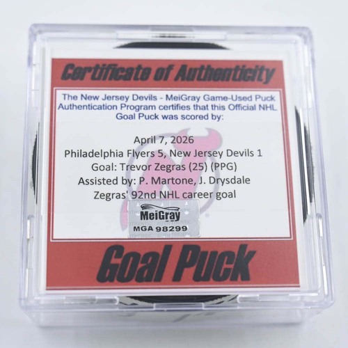 Image of Zegras, Trevor - Philadelphia Flyers - April 7, 2026 at New Jersey Devils (Devils Logo)