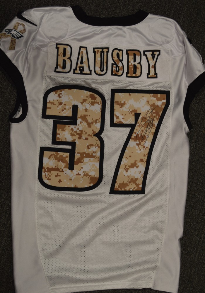 EAGLES - DE VANTE BOUSBY SALUTE TO SERVICE SIGNED PRACTICE WORN JERSEY NOVEMBER 2017 WITH CAMO NUMBERS