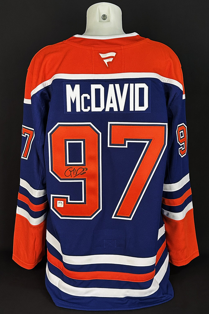 Connor McDavid #97 - Autographed Edmonton Oilers Royal Blue Fanatics Premium Replica Jersey