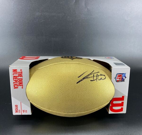 NFL - Titans JC Latham Signed Gold Composite Football