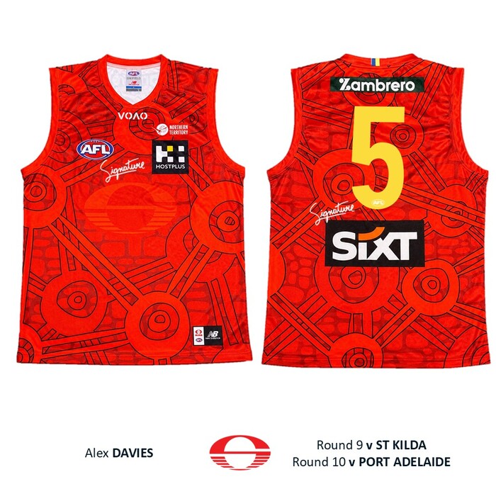 Photo of Alex Davies #5 Gold Coast SUNS Darwin/Larrakia Match-Worn Guernsey (Round 9)