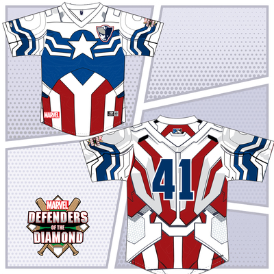 #41 Derek Craft, Pitcher Game-Worn Marvel's Defenders of the Diamond Jersey, Size 50 (2xl) Not Signed