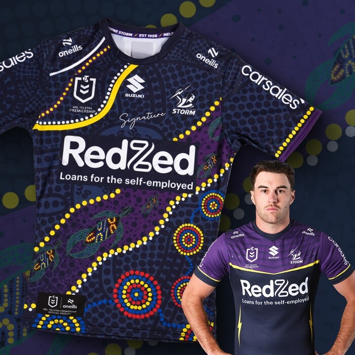 Photo of Grant Anderson #2 2025 Melbourne Storm Indigenous Match-Worn Jersey