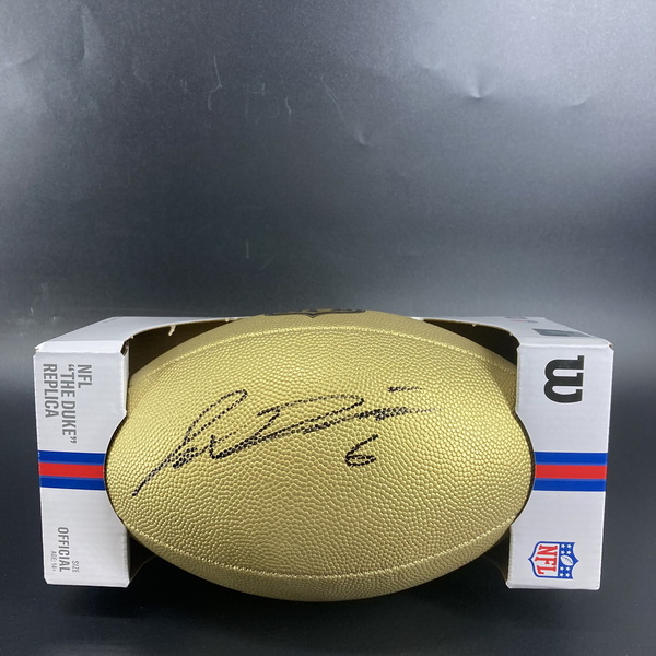 NFL - Giants Jaxon Dart Signed Gold Composite Football
