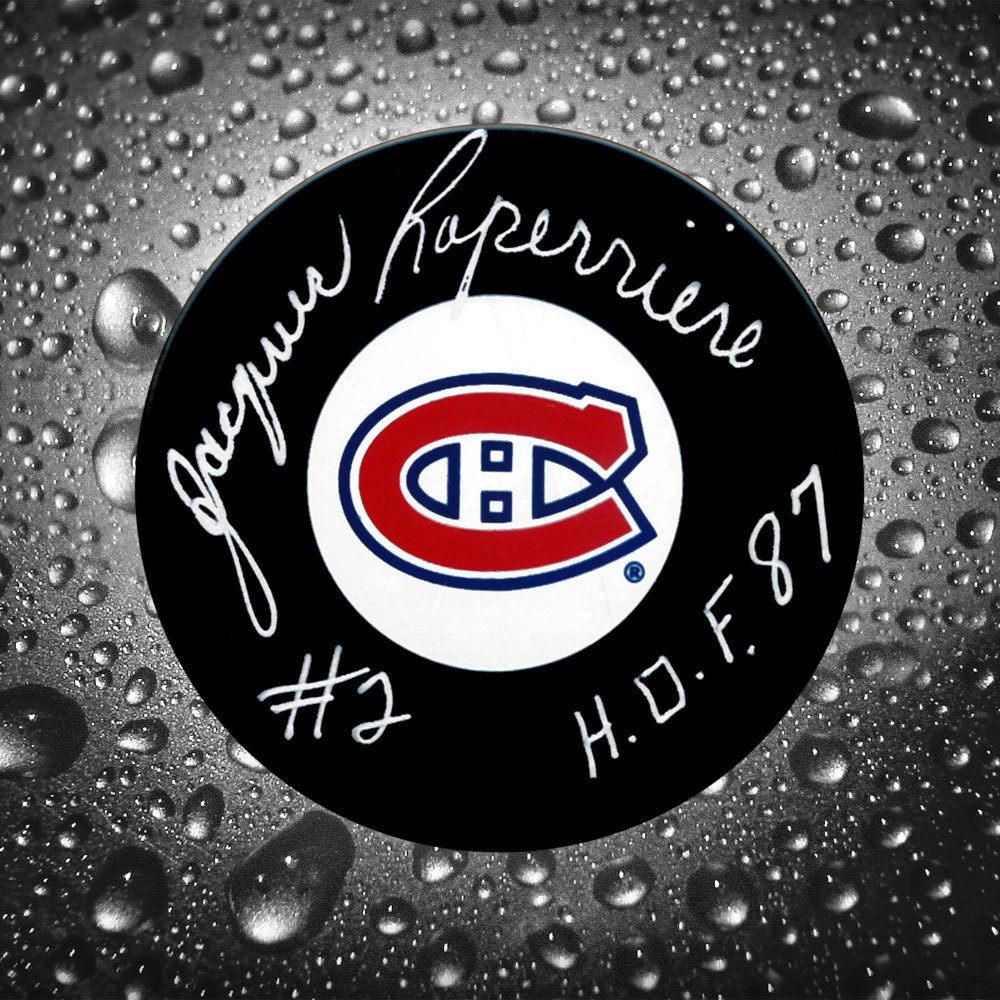 Jacques Laperriere Montreal Canadiens HOF Autographed Puck 