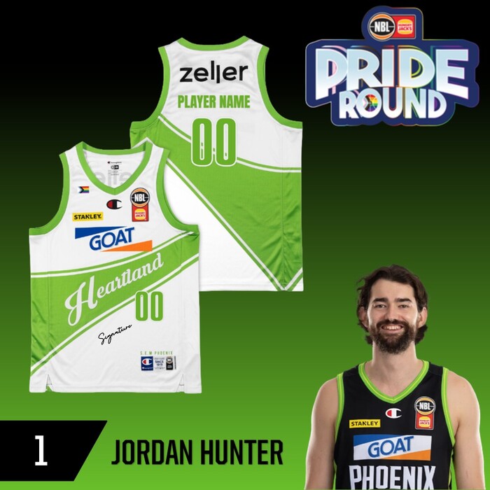 Photo of Jordan Hunter #1 S.E. Melbourne Phoenix NBL26 Pride Match-Worn Jersey
