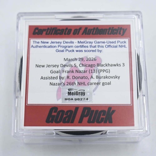 Image of Nazar, Frank - Chicago Blackhawks - March 29, 2026 at New Jersey Devils (Devils Logo)