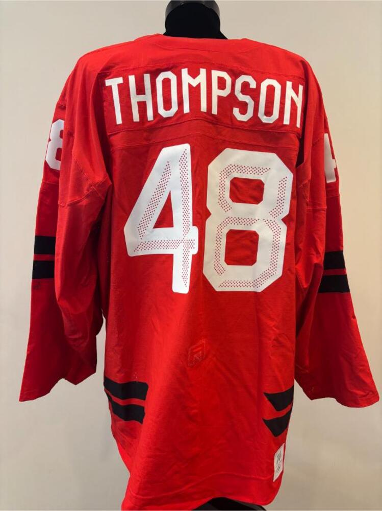 Logan Thompson Canada Game-Used Red Jersey worn v. Switzerland on February 13, 2026, as a part of the 2026 Milano Cortina Winter Games.