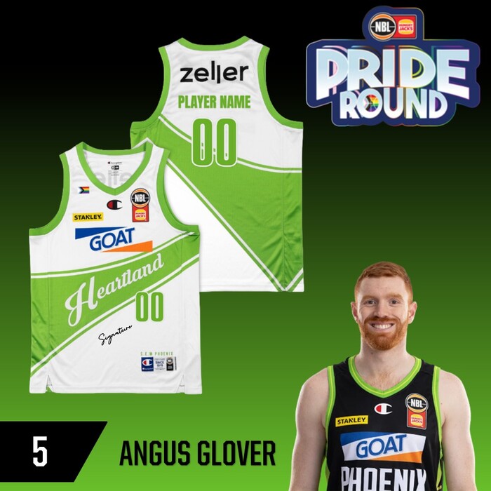 Photo of Angus Glover #5 S.E. Melbourne Phoenix NBL26 Pride Match-Worn Jersey