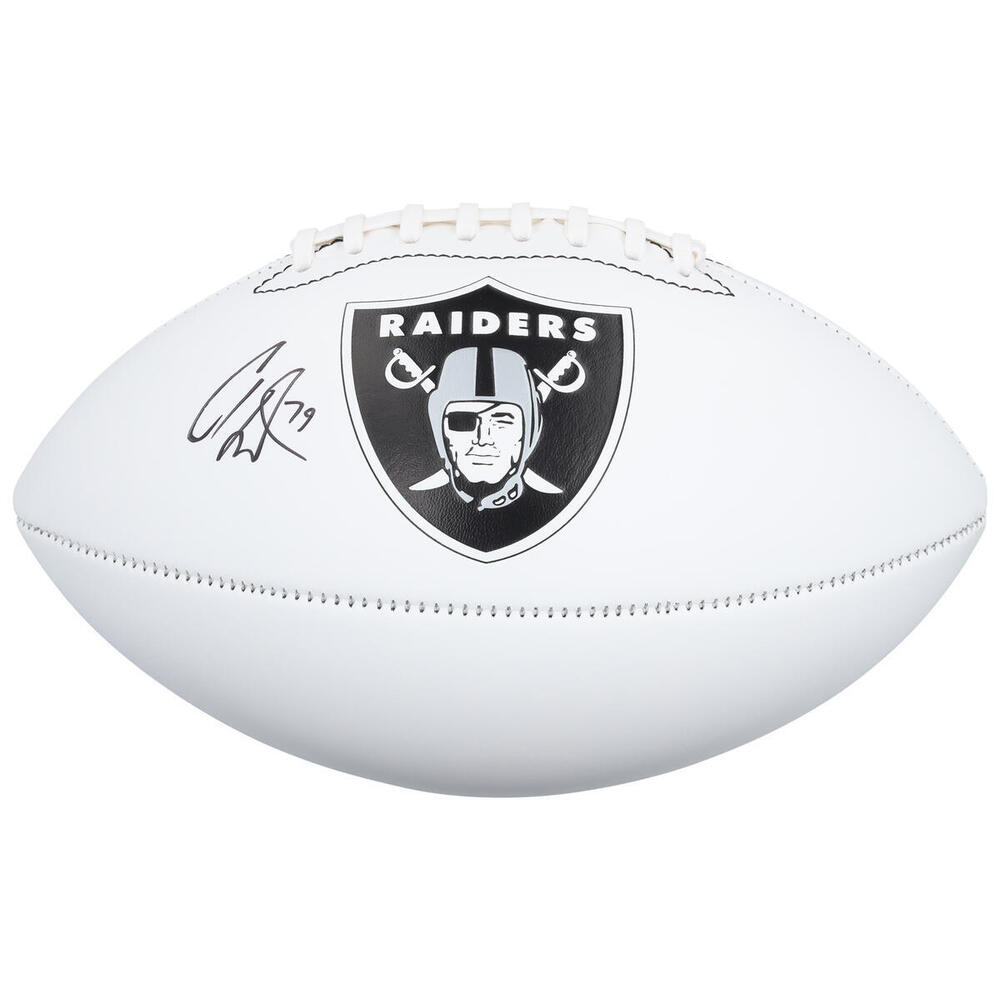 Carter Hart Vegas Golden Knights Autographed Las Vegas Raiders White Panel Football 