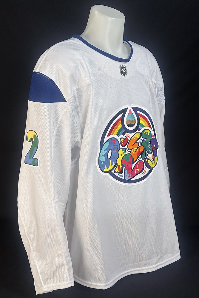 Evan Bouchard #2 - Autographed 2025-26 Edmonton Oilers Celebrating Pride Night Ltd Edition Fanatics Practice Jersey (Autographed Only / Not Worn)